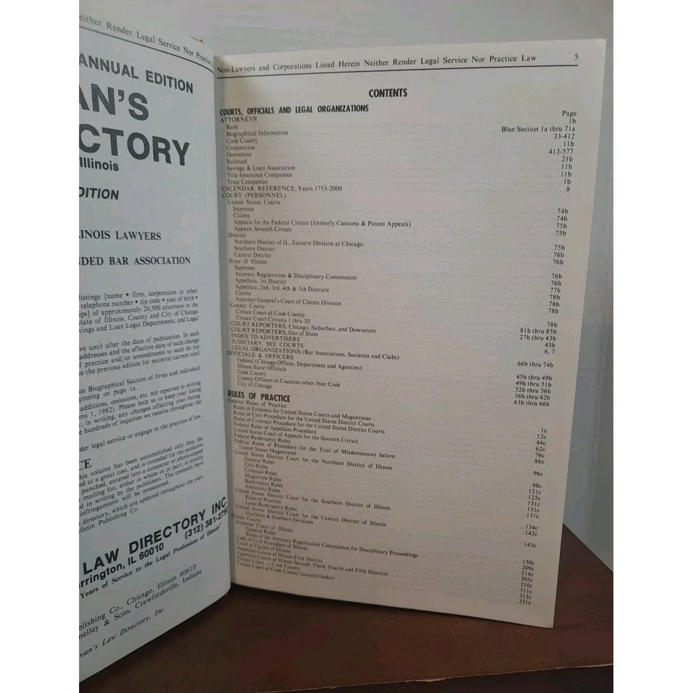 Sullivan's Law‎ Directory 1982-1983 Illinois Attorneys Directory 106th Edition